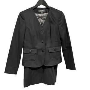 Kasper 2 Piece Suit Set with Skirt Size 2P Black